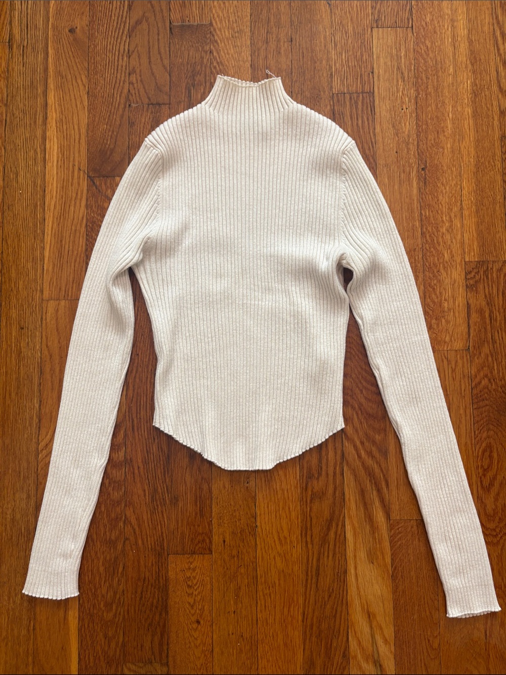 Arizona Jean Company Cream Ribbed Mock Neck Sweater